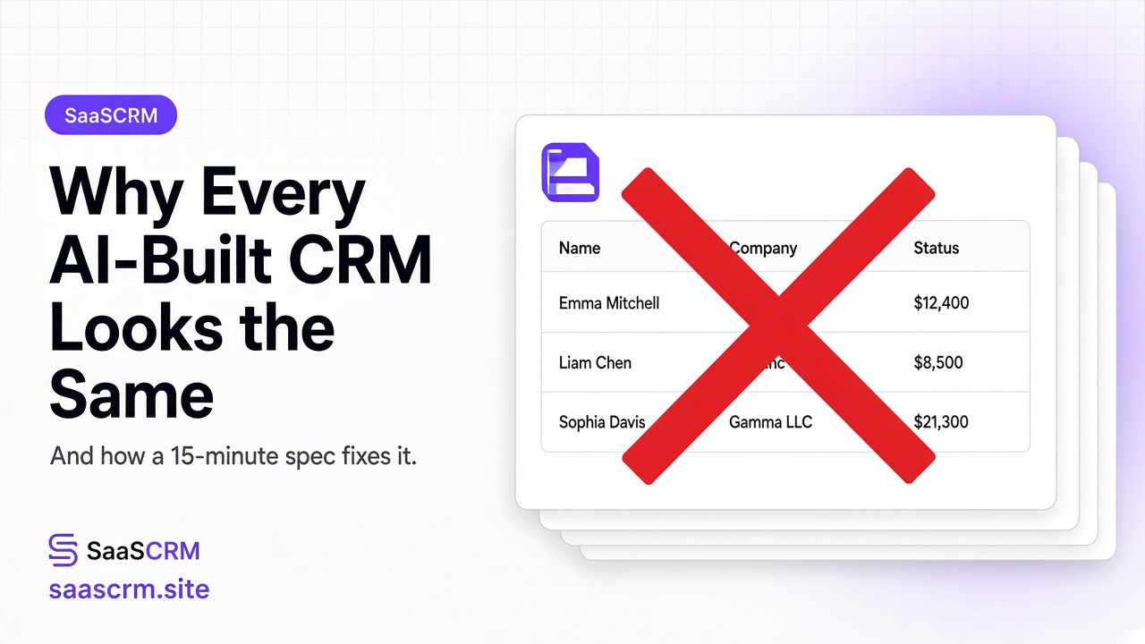 Why every AI-built CRM looks the same — and how a 15-minute spec fixes it